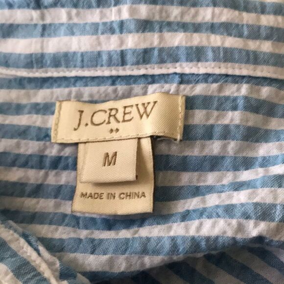 J. Crew blue/white crinkle cotton popover top, S - Picture 5 of 5